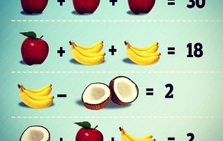Mozgalice - izračunaj koliko iznose kokos, jabuka i banana!